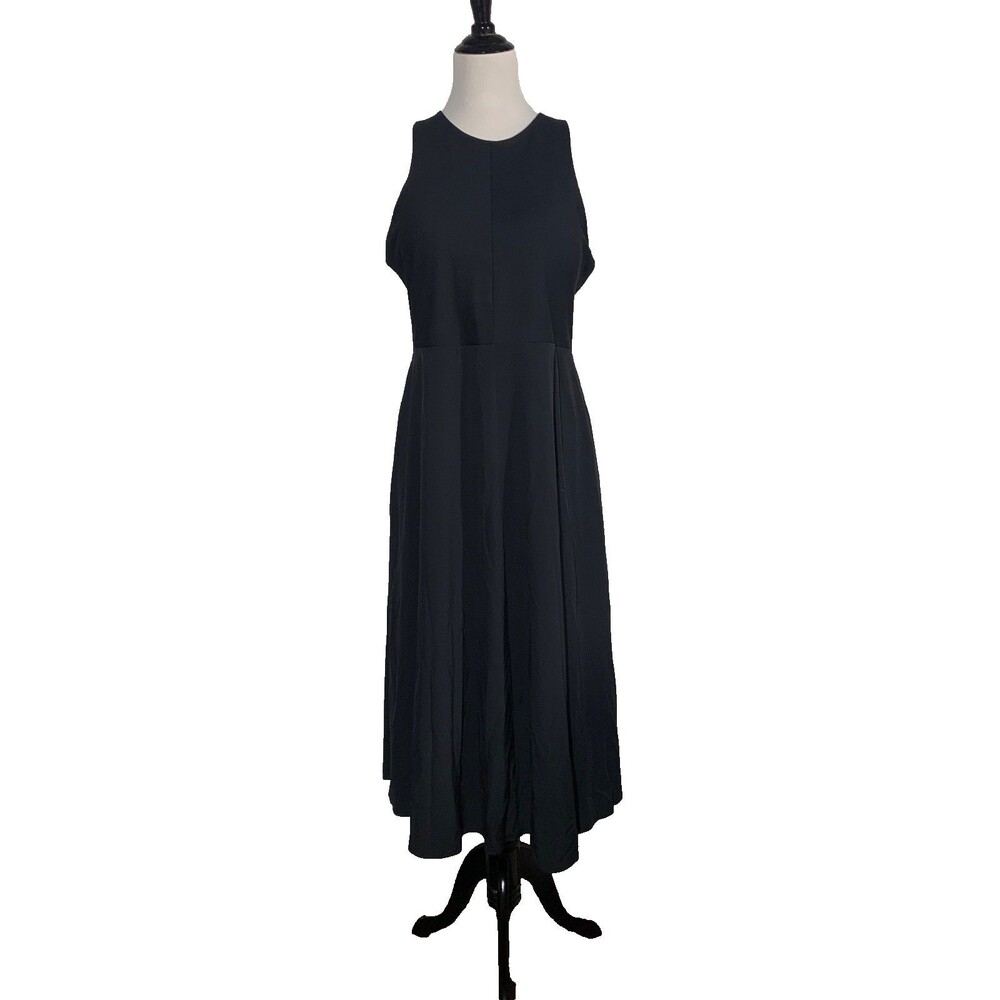 Athleta Dress Womens Tall XL Black XLT Racerback Fit & Flare Maxi Pockets Travel